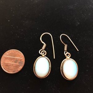 Opalite stone and real silver earrings